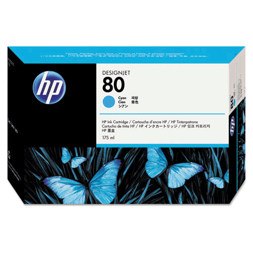 HP 80 Cyan Ink Cartridge (C4872A), 175ml